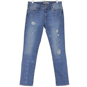 Mavi Women's Blue‎ Denim Jeans Size 27 Distressed Low Rise Stretch Skinny